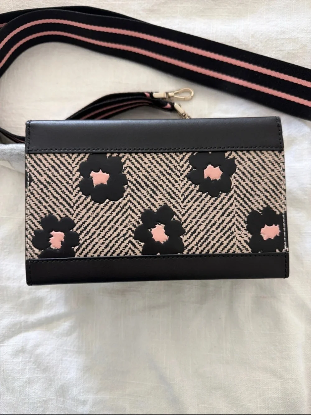 kate spade Black and Pink Floral Camera-Style Crossbody